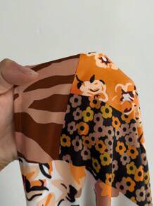 Maweii Vestido casual de vacaciones con estampado completo, volante en el bajo y tirantes de espagueti para tallas grandes