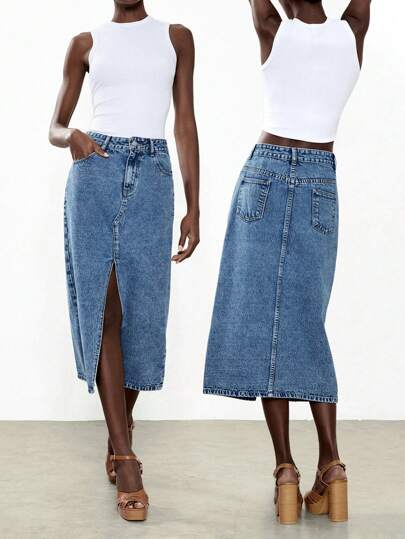 Lumivelle 女士牛仔长裙，夏季时尚