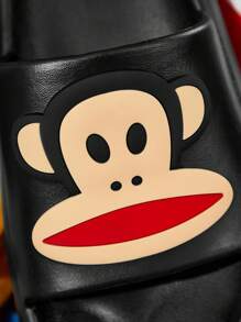 Paul Frank X SHEIN Fashionable & Cute Cartoon Monkey Print Slippers, Lightweight EVA Material, Unisex, Suitable For Year-Round Wear, Men & Women, Spring Summer Autumn Winter, Suitable For Bathing, Home & Outdoor - Black - View 5