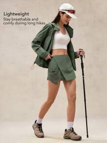 OutZeal 防水轻质抗撕裂尼龙徒步高腰可调节腰部短裤裙裤