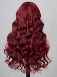 Wear&Go Glueless Curtain Bangs 99j Burgundy Body Wave Remy Human Hair Wig Pre- Plucked Bleach Knots Pre-Cut 6x5 Transparent Lace Closure Wigs 180% Density