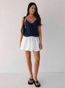 Roylia Women's Solid Color Casual Versatile Front Tie Camisole