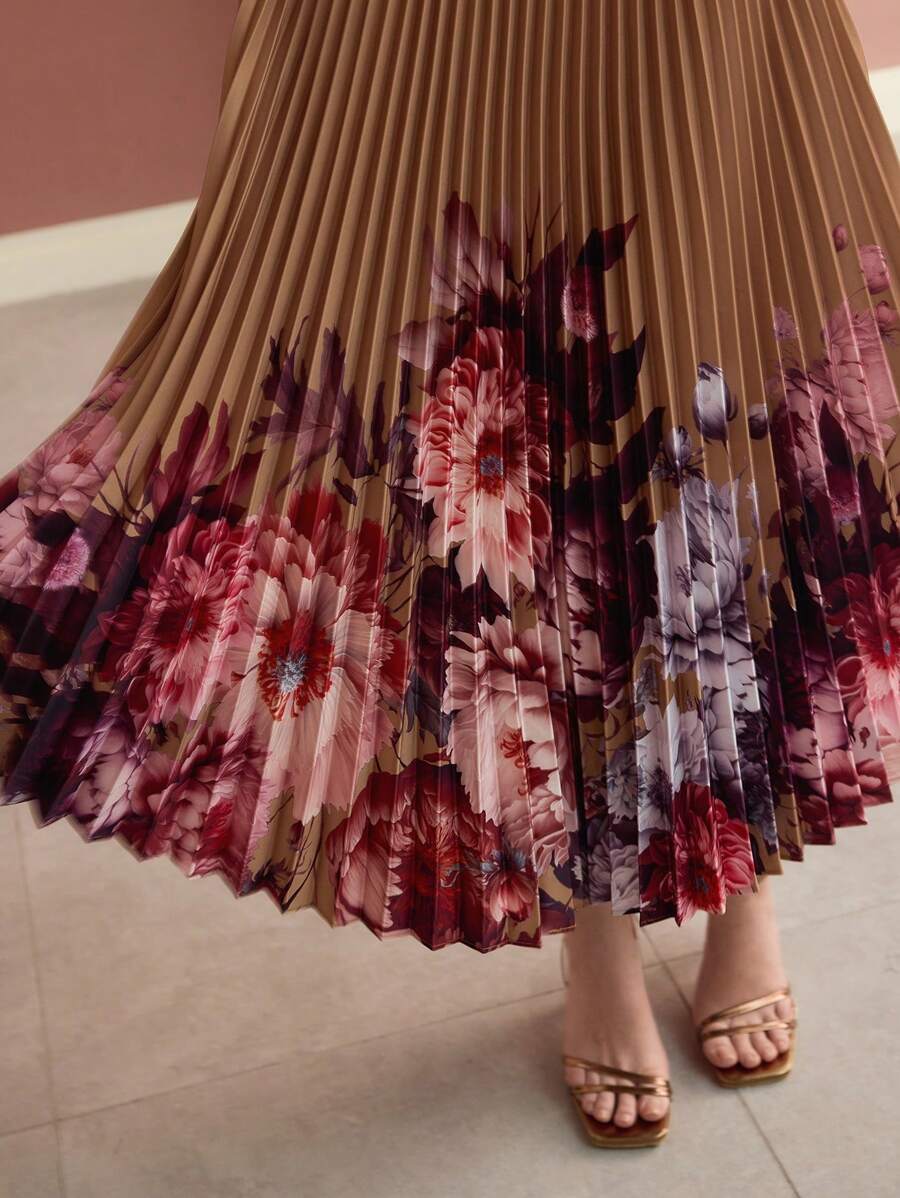 MOTF PREMIUM CONTRAST PLEATED HEM TUBE DRESS - Mocha Brown - View 2