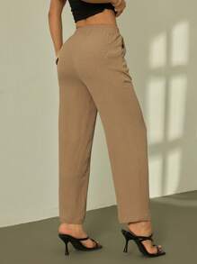 SHEIN PETITE Pantaloni casual di colore tinta unita, adatto per l'estate, per le donne