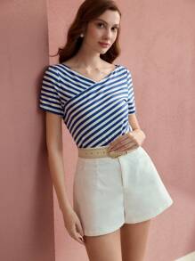 MOTF PREMIUM STRIPED PRINT SHORT SLEEVE T-SHIRT