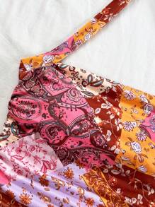 Soleia Women's Colorful Paisley, Cashew Flower, Retro Print Halter Neck Crisscross Tie Strap Top, Suitable For Music Festival, Beach, Party, Summer - Multicolor - View 5