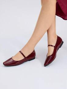 MOTF PREMIUM COMFORTABLE AND SIMPLE WOMEN'S FLAT SHOES, VERSATILE SORCERESS SORCERESS BURGUNDY FLATS, FOR NEW YEAR HOLIDAY, SPRING SHOES, SPRING BREAK EASTER FOR CHRISTMAS