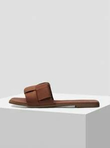 MOTF PREMIUM 舒适简约编织棕色女士平底凉鞋，适合新年假期、春季鞋、春假复活节