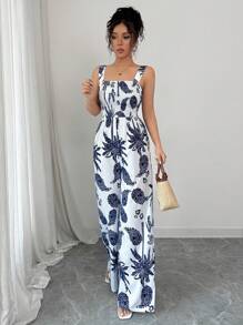 Breezaya Peto de mujer con estampado floral sin mangas para vacaciones