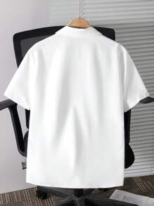 SHEIN Teenager Jungen lässiges und bequemes Einfarbig Allround Kurzarmhemd, geeignet für Frühling, Sommer und Unternehmungen - Weiss - Übersicht 3
