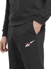 Reebok Men's Sports Shorts Easy To Match Elastic Waist Breathable Gym Daily Outdoor HI0584 - 黑色 - 查看 4
