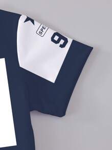 SHEIN 1 set Tenue de style sportif pour jeune garçon, T-shirt avec grand imprimé numéro "91", short avec étoiles et texte "SPEED", ensemble short à manches courtes, léger pour les activités quotidiennes, convient pour le printemps/été - Multicolore - Voir 6