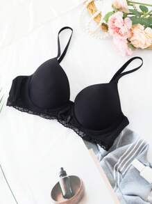 Miss Vinta Simple Seamless Thin Cup Wireless Bra With Side Support - Black - View 8