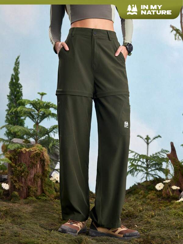 In My Nature In My Nature Damen Buchstaben Muster gerade geschnittene locker sitzende Outdoor Wanderhose mit Taschen
