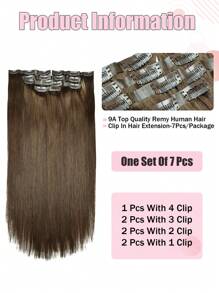 Seamless Clip Ins 7PCS 18-22Inch Straight PU Clip In Hair Extensions #4 Color Remy Human Hair Extensiosn Hair Extensions - S4 - View 5