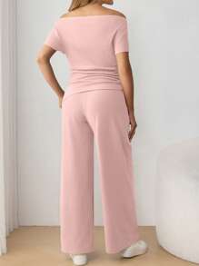 SHEIN Maternity Two Pieces Suits - Baby Pink - View 6