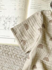 Blossori 男婴亚麻沙滩纽扣短袖衬衫和短裤套装