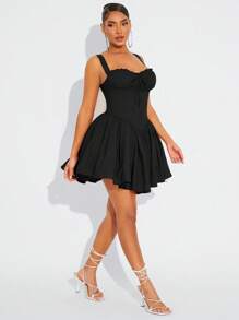 SHEIN SXY Prom Dress;Summer;Princess Style Red Tulle Ballerina Dress, With Non-Detachable Crinoline, For Birthday Party, Date, Gathering - Black - View 5