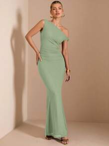 SHEIN BAE Vestido elegante de mujer con bajo asimétrico en diagonal, apto para salir, usar a diario, citas, viajes, fiestas y clubes, y disfraces de Halloween