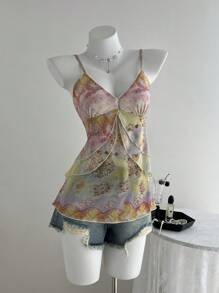 Elamini 女士度假休闲复古图案吊带背心 - 彩色 - 查看 3