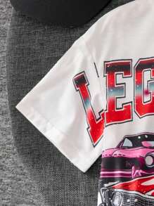 Camiseta de manga corta con gráfico vintage desgastado para niños pequeños, diseño informal de verano, conjunto a juego con papá (2 piezas se venden por separado)