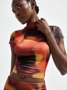 Maija Set da 2 pezzi composto da maglietta a maniche corte e gonna irregolare con effetto tie-dye, design estivo 2025, adatto per donne, camicie estive stampate, carine, eleganti e moderne, casual, per feste, spiaggia, festival musicali, brunch, ufficio, laurea, Festa di San Giovanni