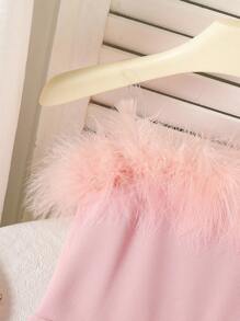 Young Girl Solid Pink Elegant Ruffled Flared Jumpsuit, Spring/Summer Family Matching Outfit - Pink - View 7