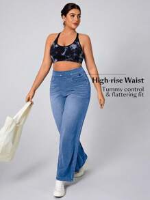 Flexra 大码柔软中度水洗弹力牛仔裤 - 淺色水洗藍 - 查看 6