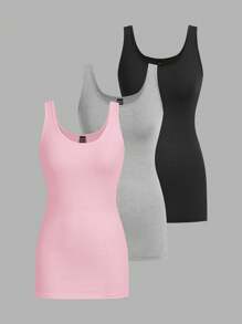 SHEIN Essnce 3件套女式长款针织背心，多色 - 彩色 - 查看 14