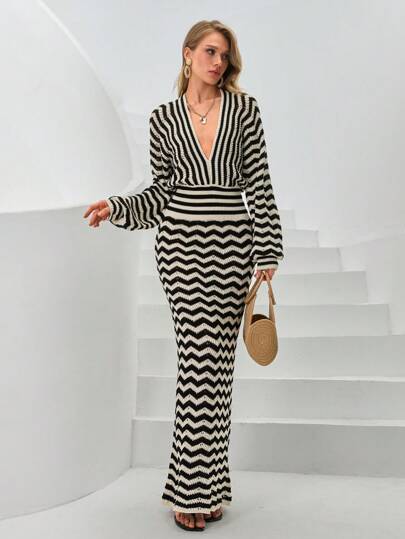 EURMUSE Women Cover-Up Long Loose Sleeve And V-Neck Long Crochet Dress, For Summer Beach Vacation