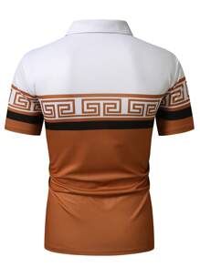 Manfinity Homme Camisa polo de manga corta para hombres, moda de verano - Marrón - Ver 2