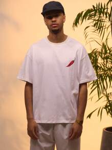 Musero Camiseta de manga corta de estilo casual de calle con estampado gráfico de chile oversize para vacaciones de verano