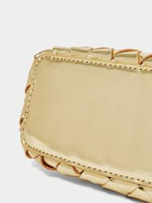 SHECARRY 女士时尚金属质感日常单肩包 - 金色 - 查看 5