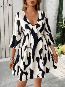 Chiquease Damen Urlaubslässiges Strandkleid mit Muster für den täglichen Gebrauch