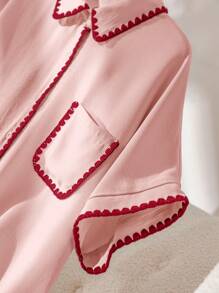 CosyJoli Plus Size Casual Color Block Batwing Sleeve Shirt Spring To Summer - Pink - View 4