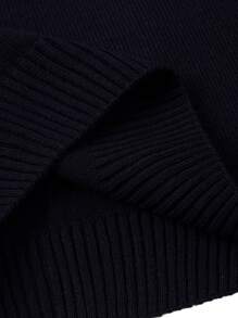 RueChic Men Solid Casual Crew Neck Patched Regular Sweater - Navy Blue - View 7