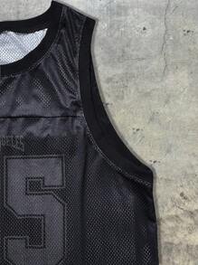 AXEPEAK Men's Digital Print Loose Knit Tank Top - Black - View 3