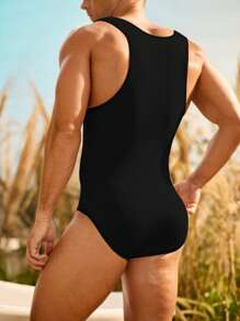 Manfinity Mono sin mangas informal de unicolor que da forma al Body para hombres