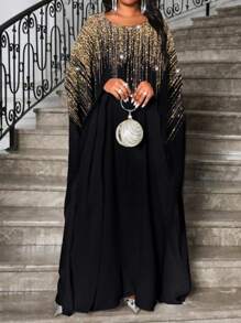 SHEIN Lady Spring And Summer Elegant Party Cocktail Party Concert/Music Festival Colorful Woven Scoop Neck Ball Gown One Piece Sleeve Long Short Sleeve Plus Size Dresses Birthday&Event Dresses Festival Plus Size Summer Clothes Women Clothing Summer Festival Outfits Festival Outfits For Women Women Summer Clothes Summer Outfits For Women Summer Dresses For Women,Sun Dresses For Women