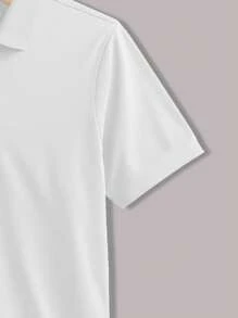 Manfinity Homme 2025 Spring-Summer New Men's Plus Size White Casual Short Sleeve Polo Shirt, Showcasing Relaxed Modern Style, Mature Casual, Suitable As A Gift For Boyfriend Or Husband