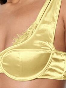 AiiRZ Áo Bralette Satin Đệm Crop Bustier Có Viền Ren Tinh Tế Cho Tiệc Tối Cô Dâu Đồ Lót Không Tay Phong Cách Lễ Hội Mùa Hè Thời Trang - Màu vàng - Xem 6
