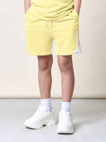 SUMWON Cozy Youth Athletic Co-Ord Set Premium Short Sleeve T-Shirt And Shorts Two Piece Set Sporty Summer Spring Everyday Casual Loungewear