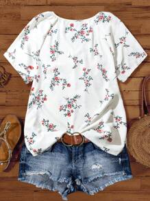 Linhara Camisa de verano casual de vacaciones de tejido para mujer de talla grande
