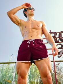 Surfspeed Men's Vacation Pockets Drawstring Waist Beach Shorts Beach Wear Men Beach Shorts Men Beachwear Men Swim Trunks Bathing Suit