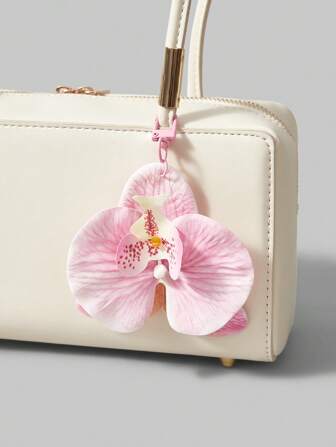 Kawaii 1 pezzo Ciondolo portachiavi borsa da spiaggia stile bohémien con fiori tropicali per vacanze