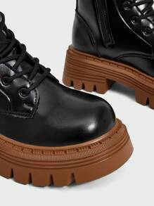 Sugerpunk Women's Dark Gothic Punk Lace-Up Colorblock Motorcycle Boots, Soft Sole Rider Ankle And Ankle Boots - Black - View 10