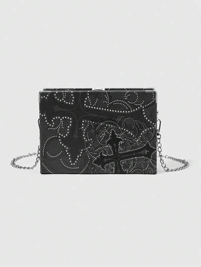 Goth Ladies' Polka Dot Pattern Fashion Book-Shaped Shoulder Bag