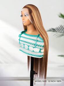 P4/27 Straight 13x4 Transparent Lace Front Wig Human Hair Honey Blonde Highlight 180% Density 30-32 Inch Top Quality For Women - SP4/27 - View 2