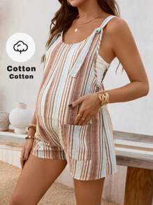SHEIN BOHO Maternity Jumpsuit, Summer Vacation Clothes Maternity Dungarees