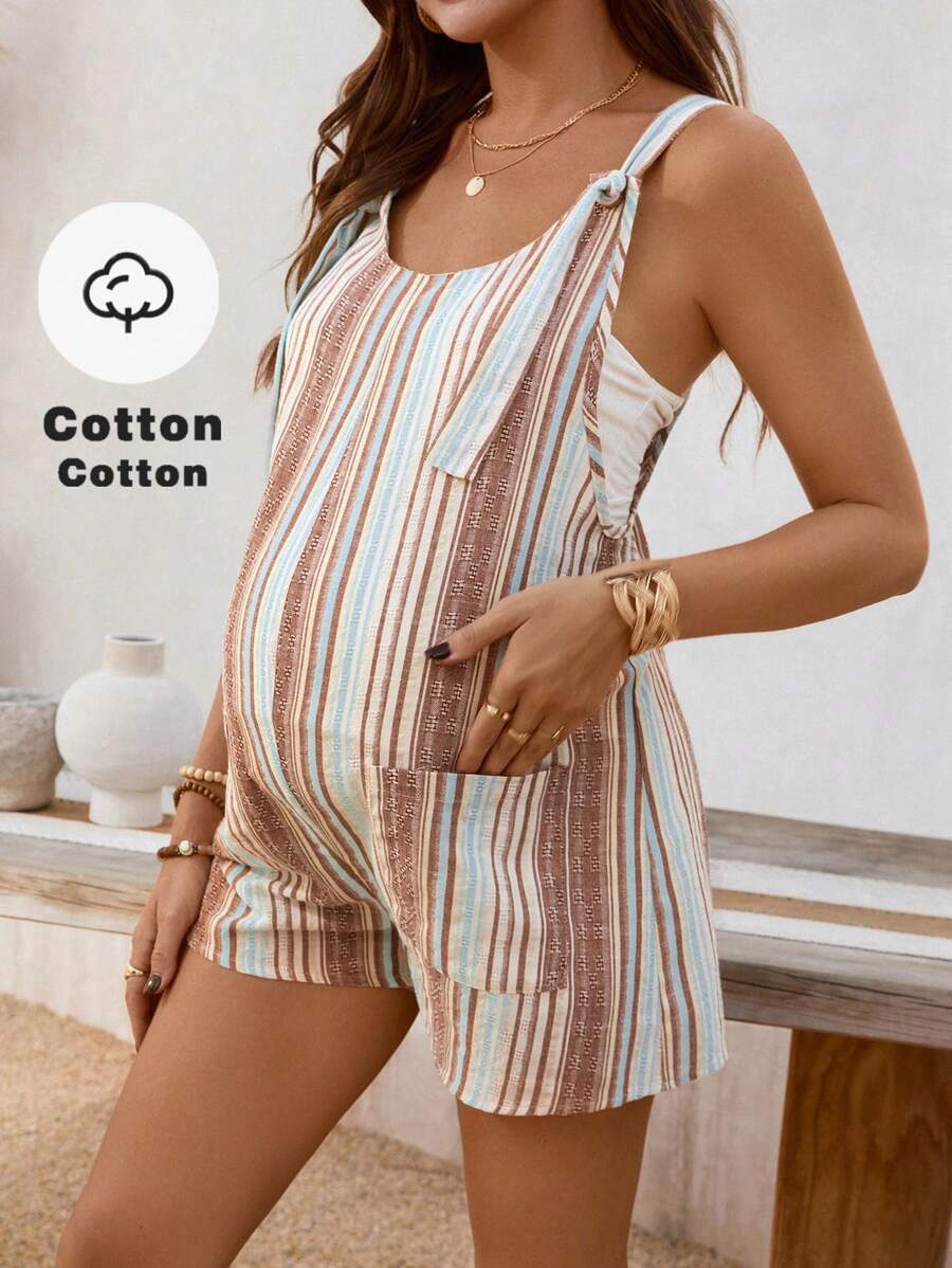 SHEIN BOHO Maternity Jumpsuit, Summer Vacation Clothes Maternity Dungarees